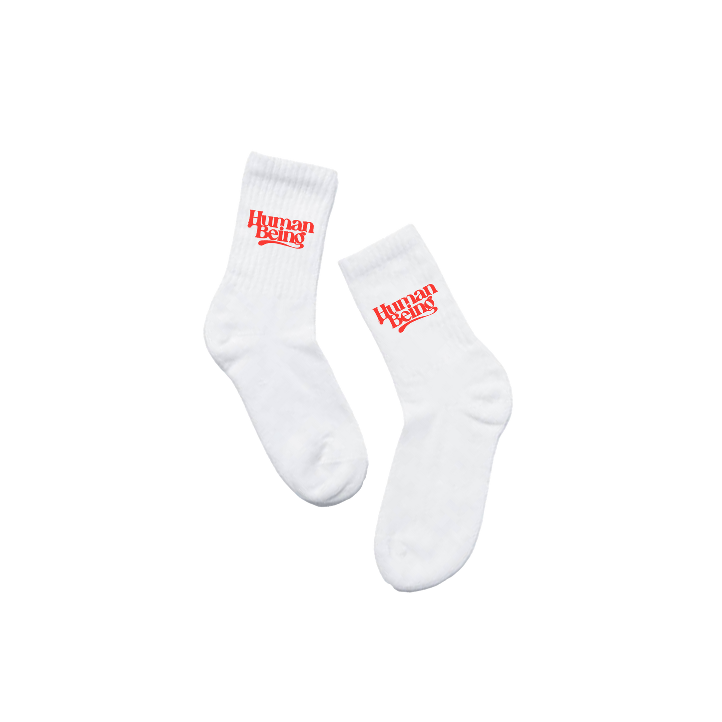 Weiße Socken mit roter Schrift bei Nico Santos