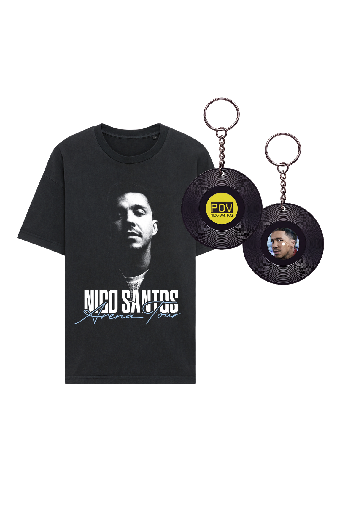 'POV' Smart Music Album Bundle (NFC) mit Nico Santos Arenatour T-Shirt 2026 washed black